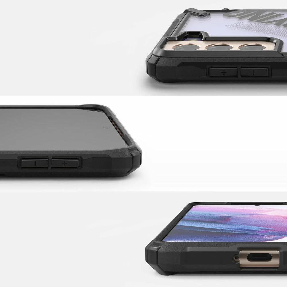 Mbështjellës Ringke Fusion X Design për Samsung Galaxy S21+ 5G, PC+TPU, i zi