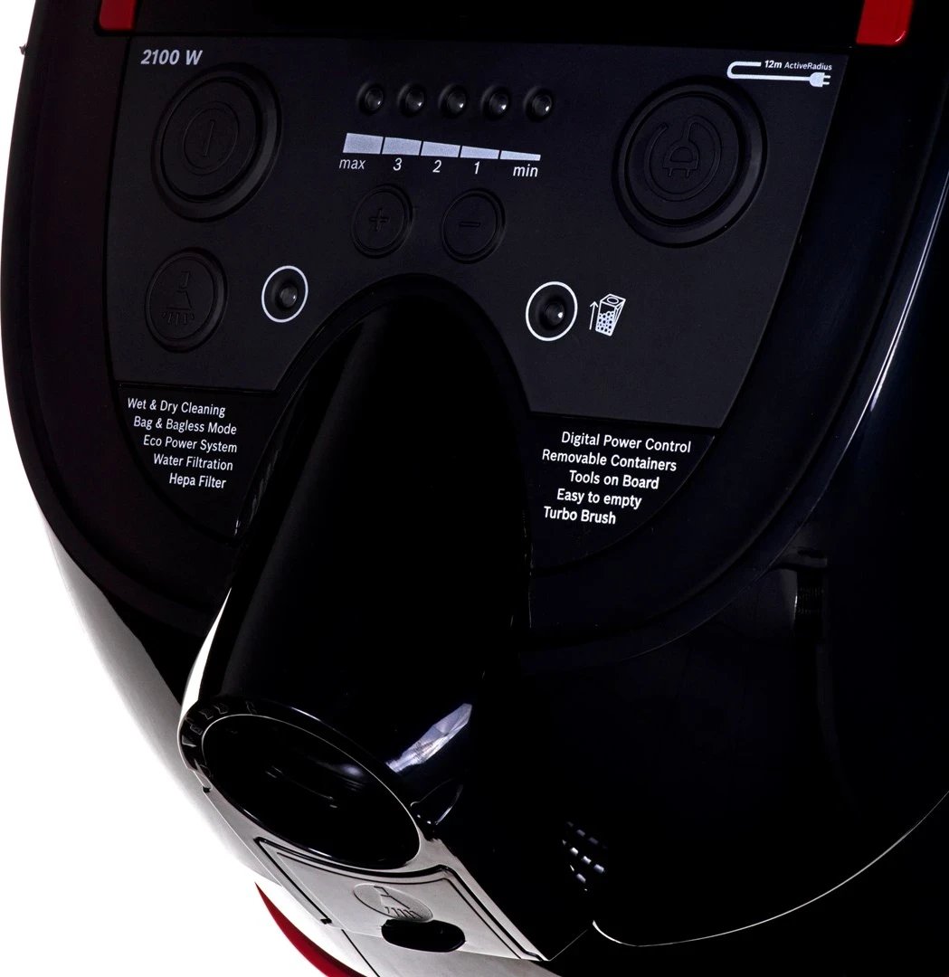 Fshesë me korrent Bosch, BWD421POW, seria 4, 2100W, e zezë/kuqe