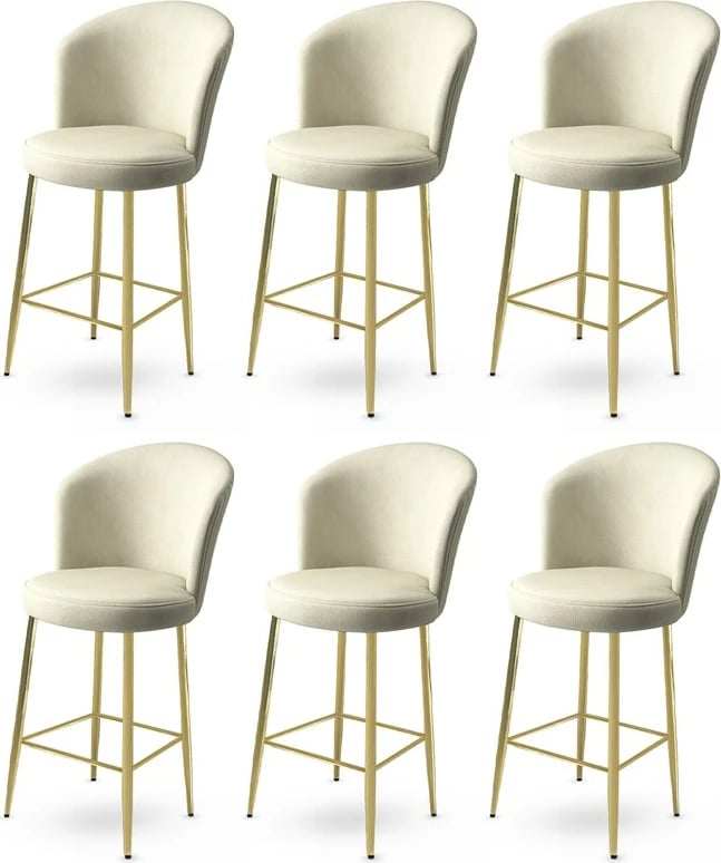 Set karrigesh për bar (6 copë), Hanah Home, Alte, krem, ar