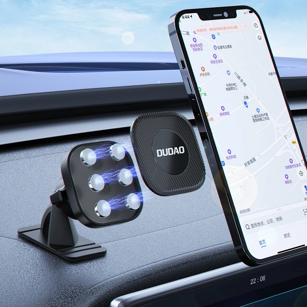 Mbështjellës magnetik për celular Dudao F6C, për makinë, i zi
