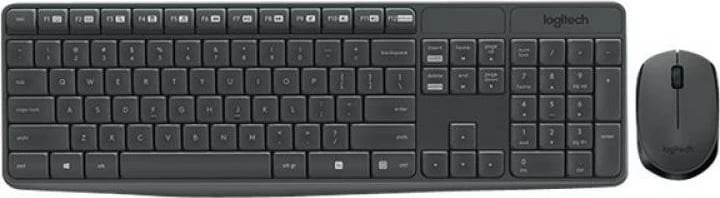 Set tastierë dhe maus pa tela, Logitech MK235, DE layout, USB 2.0, ngjyrë e zezë/gri