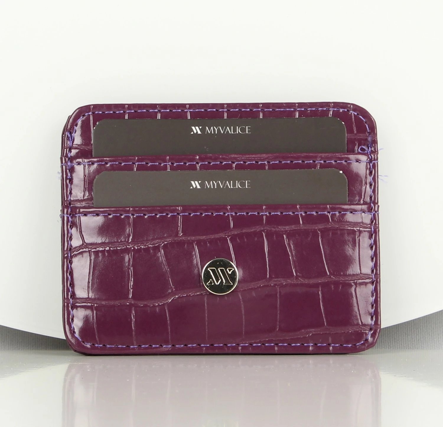 Portofol lëkure, mbajtëse kartelash, ngjyrë damson, Zoozie Bags, 2712, 10.5x8.5cm