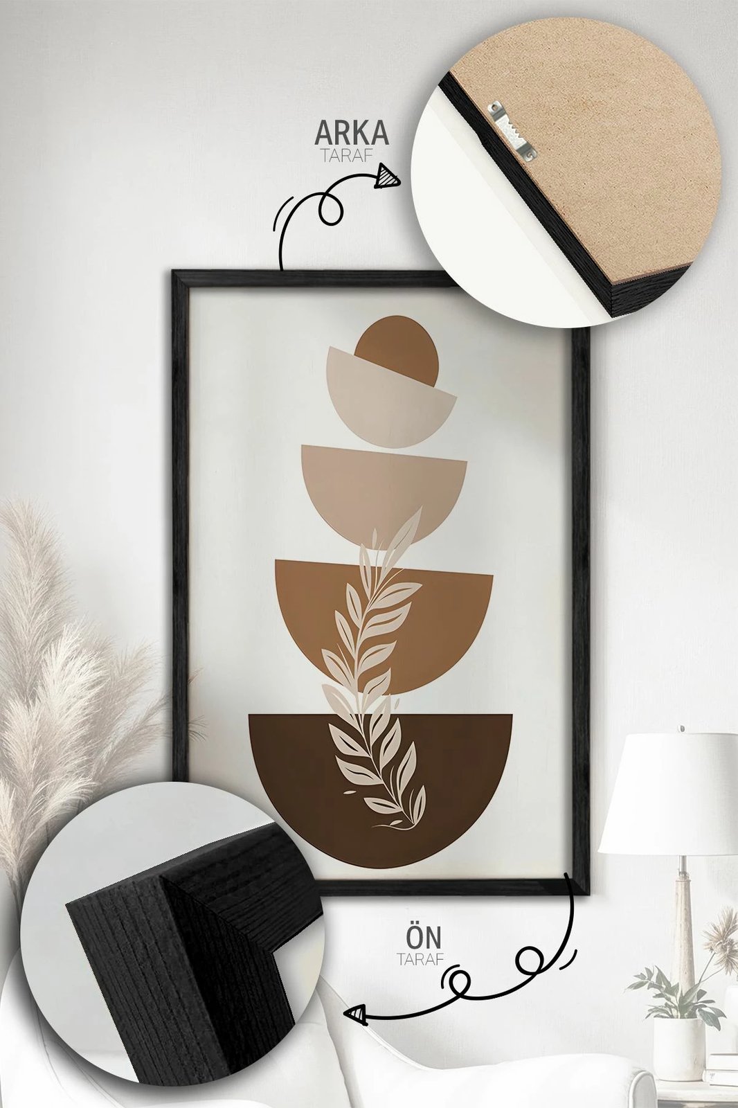 Pikturë dekorative me kornizë (3 copë), Wallity, Artvmodel4-Sıyah