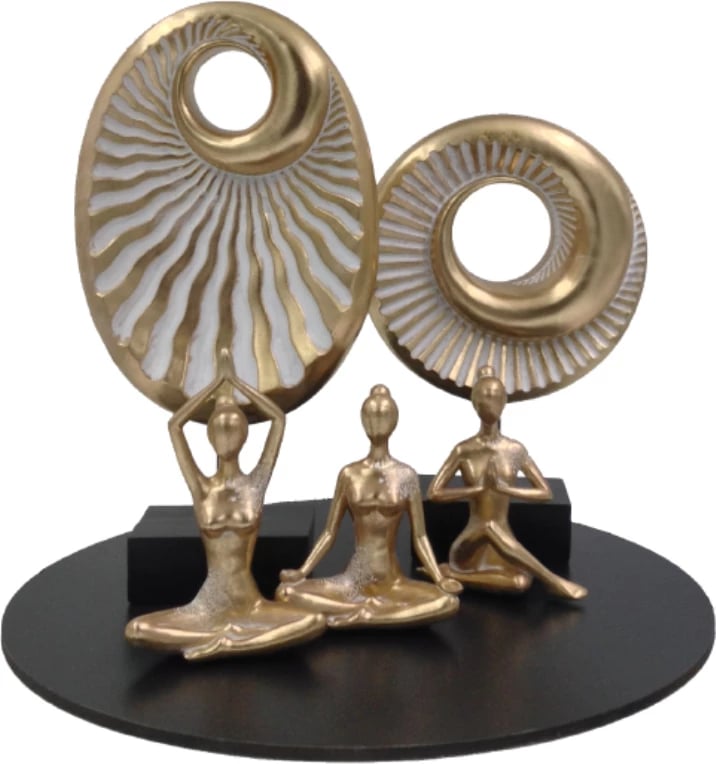 Dekor oval spirale, polirezine, ngjyrë ari e zezë, 22x8x42cm