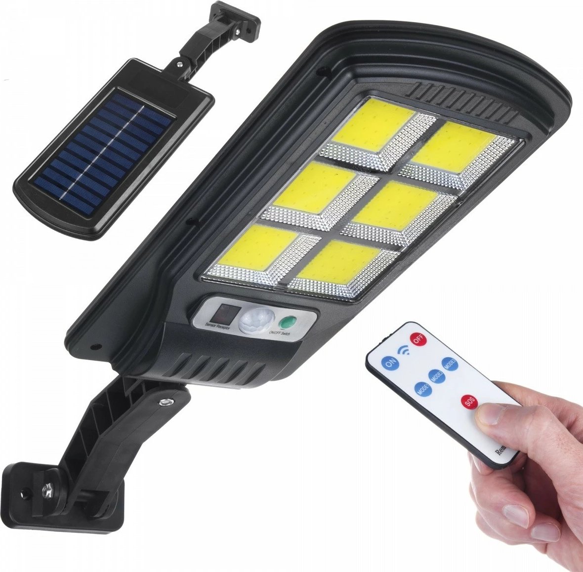 Llambë rruge solare LED Maclean MCE446 me sensor lëvizjeje dhe telekomandë, 400lm, IP54, e zezë