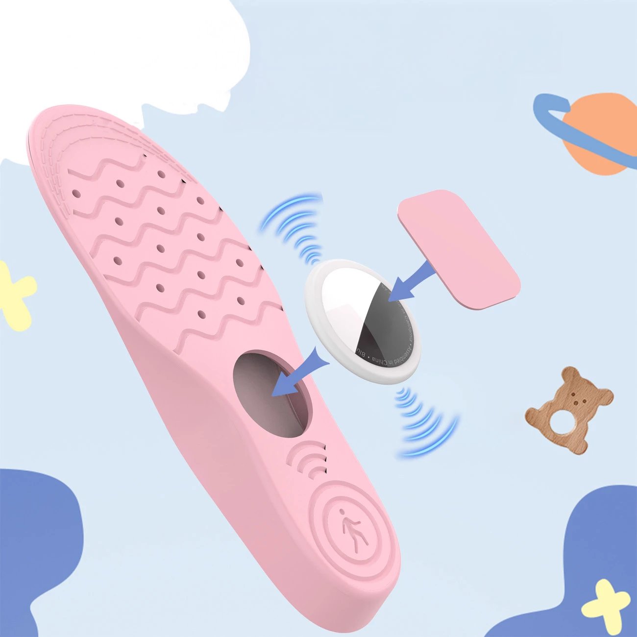 Shtroja këpucësh me mbështjellës për AirTag, Hurtel EA-59-02, 175–190 mm, për Apple AirTag, rozë