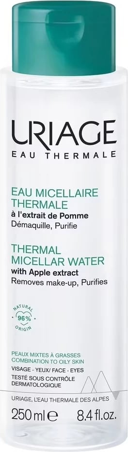Ujë micelar për femra URIAGE Thermal Micellar Water për lëkurë të kombinuar dhe të yndyrshme, 250ml
