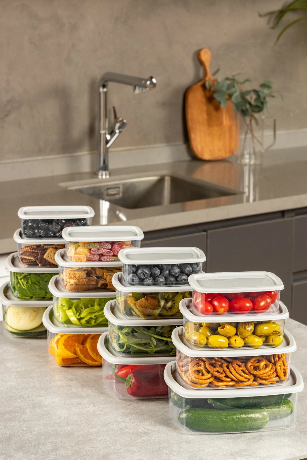 Set kuti për organizim (16 copë), Hermia, SYBOX16LIKRSK, ngjyrë gri