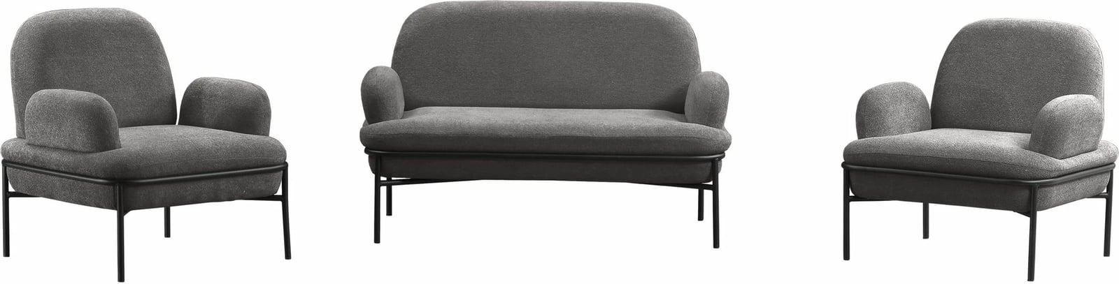 Set divanesh Atelier del Sofa, Aster, ngjyrë gri (3 pjesë)