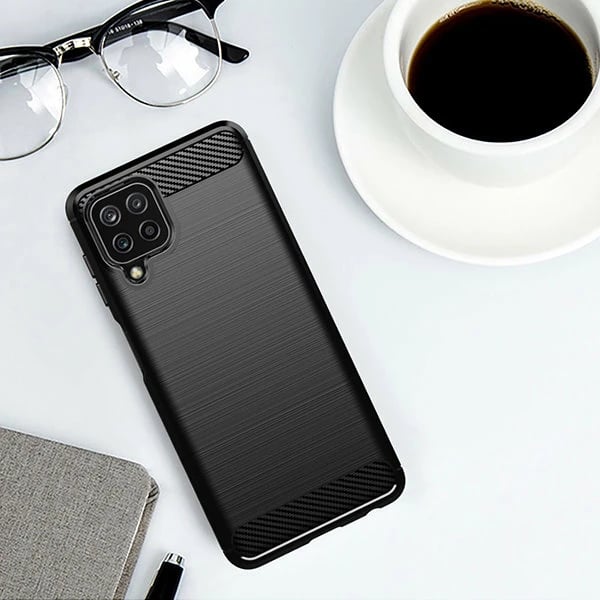 Mbështjellës Hurtel Carbon Case për Samsung Galaxy A22 4G, i zi