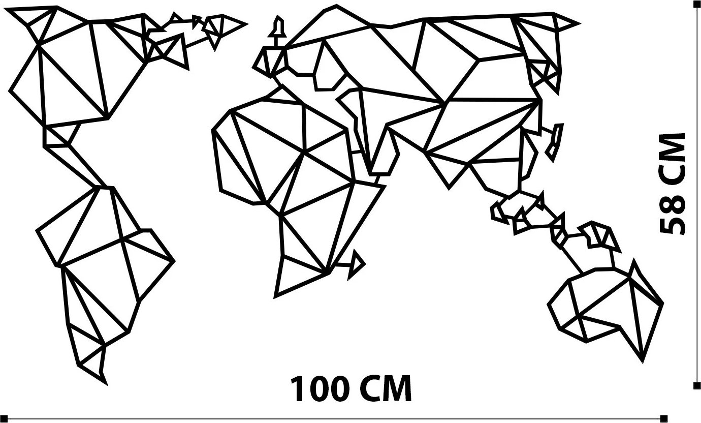 Aksesor dekorativ metalik për mur, hartë bote, Wallity