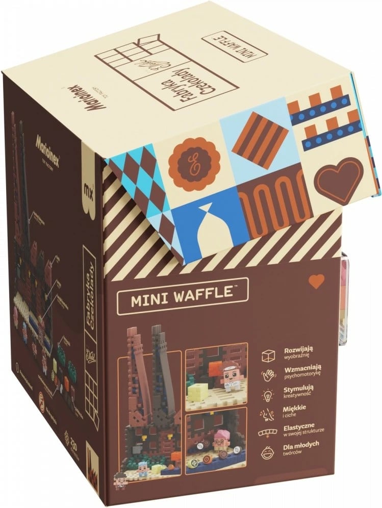 Set lodrash ndërtimi Marioinex Mini Waffle Fabryka Czekolady, 230 elemente, shumëngjyrëshe