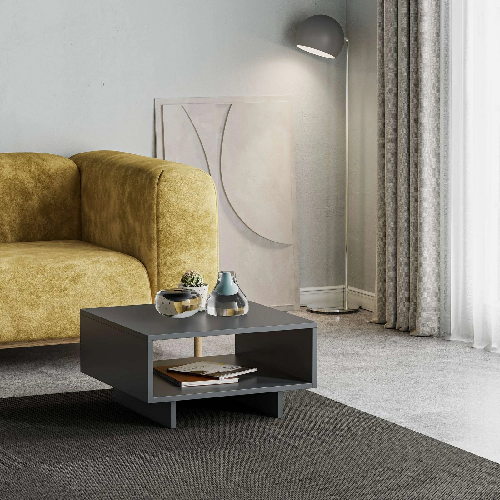 Tavolinë kafeje Skye Decor, Hola, antracit