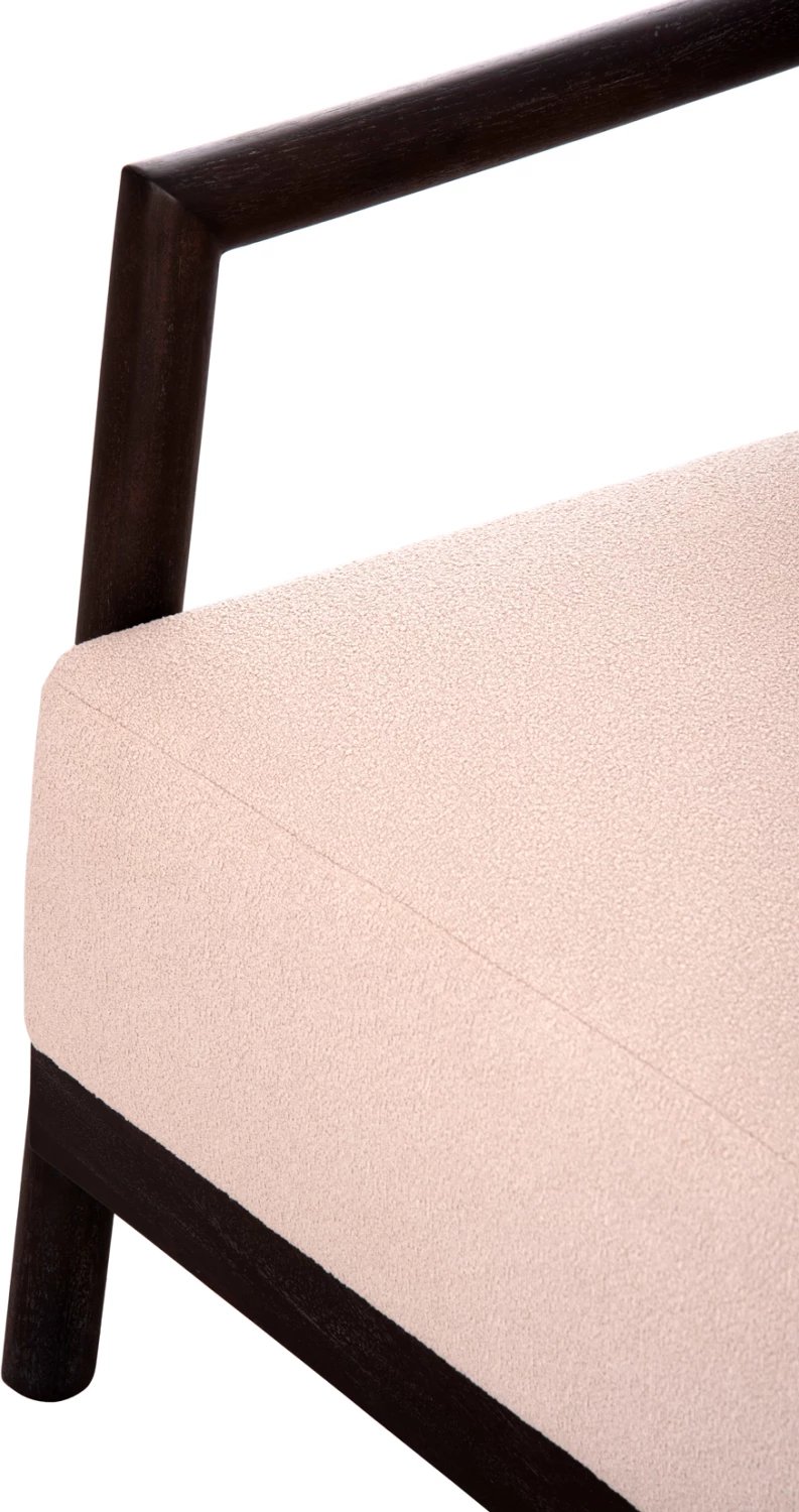 Fotel Pristine, dru mahogany i zi, litar bezhë, jastëk krem, 70x77x71.5cm