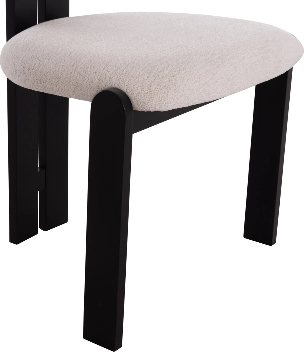 Karrige ngrënieje KARVO, stof ngjyrë krem e bardhë, dru i zi, 57x50x78.5cm, set prej 2 copë