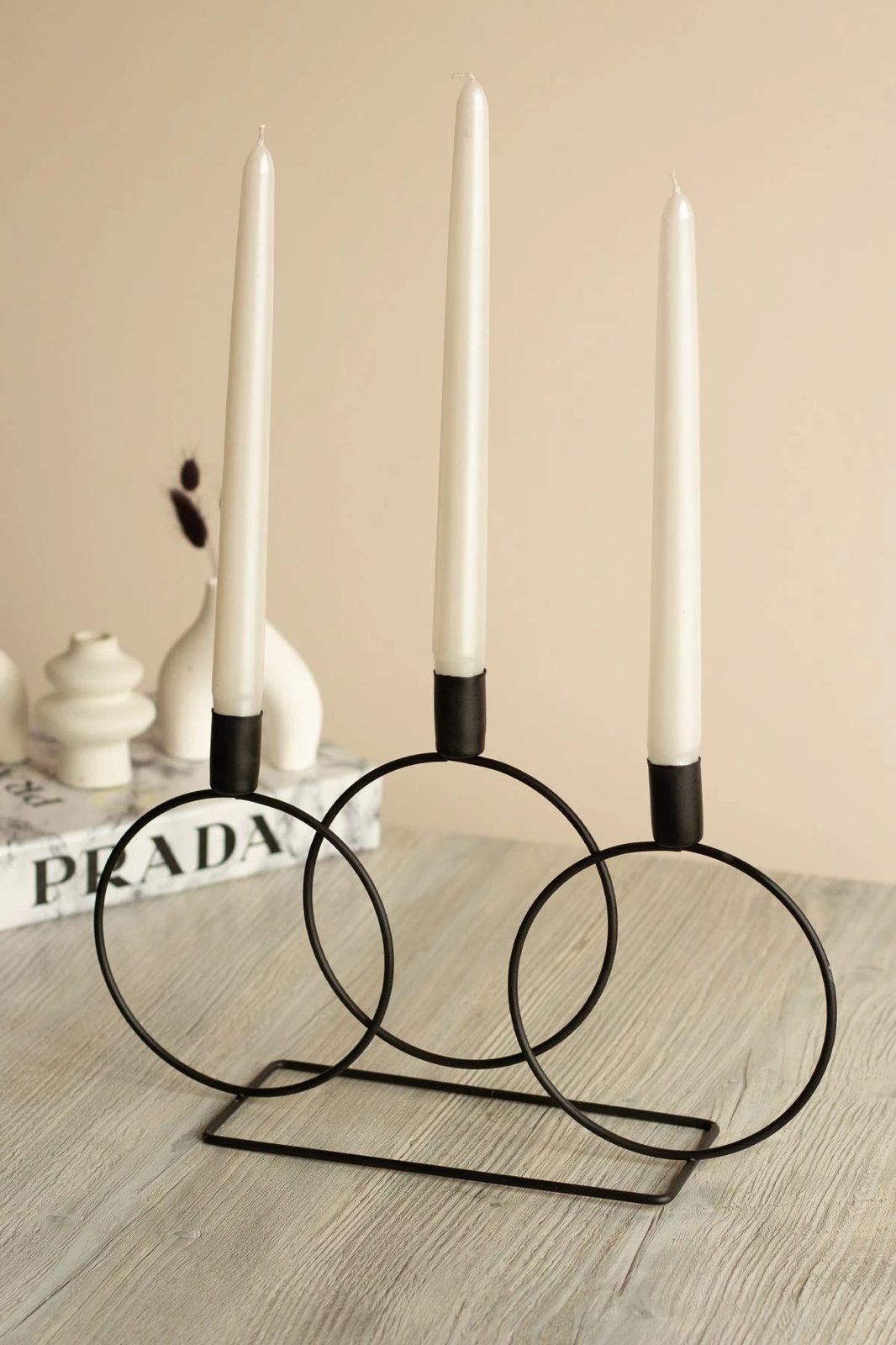 Qiri mbajtëse metalike, rrethore, e zezë, Evila Originals