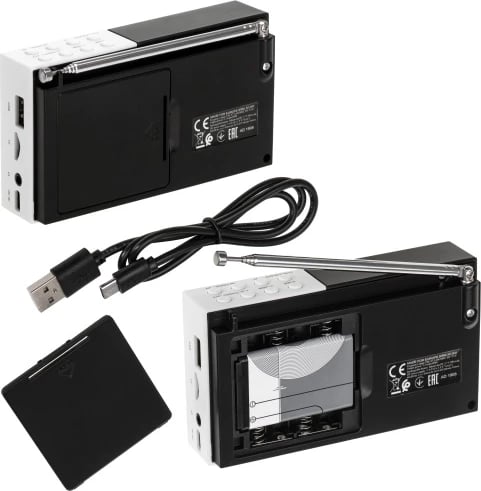 radio dixhitale PLL AM/FM, Adler AD 1908, Bluetooth 5.0, USB/SD, memorie 20 stacione, ekran LCD, 1.2 W, bateri 800 mAh, bardh e zezë