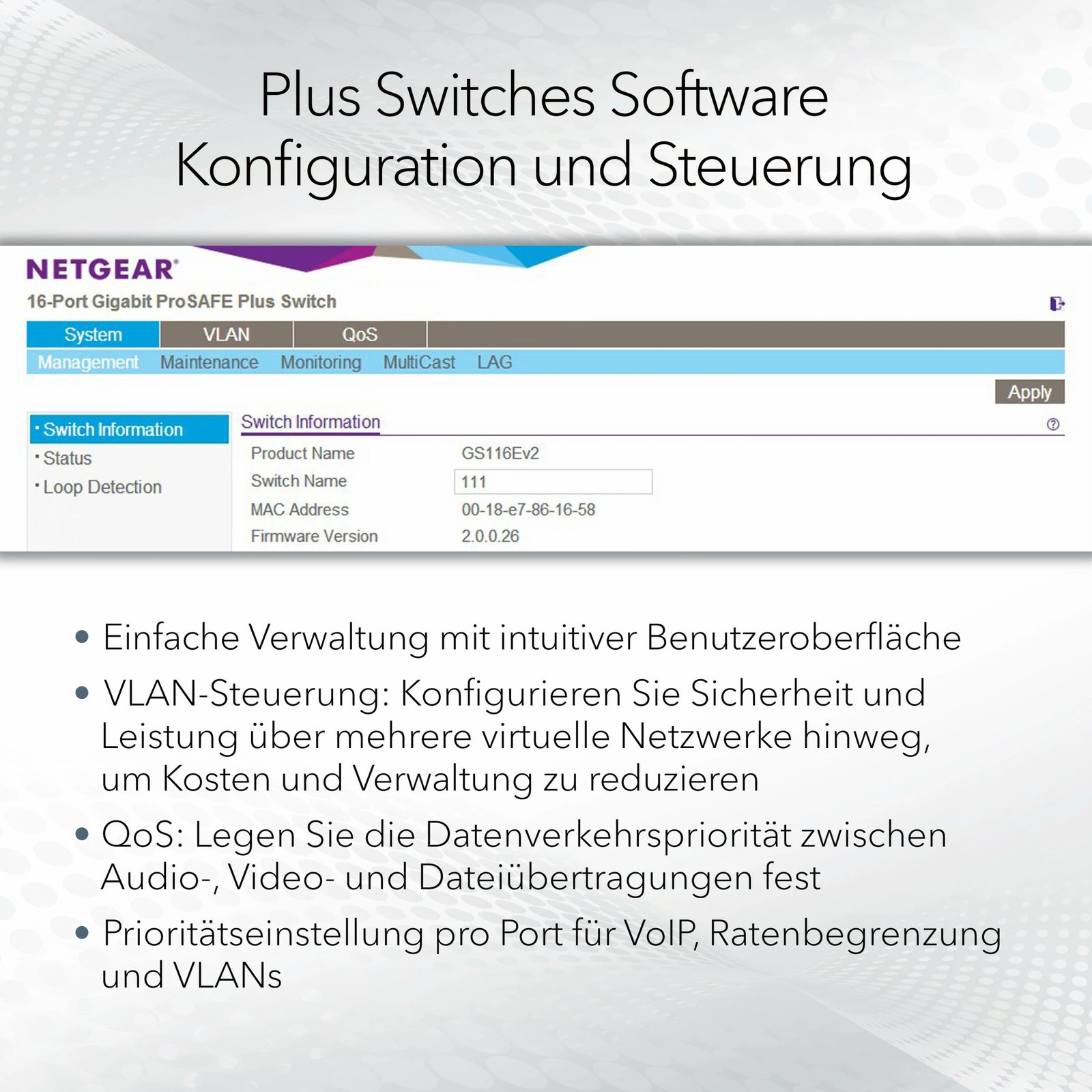 Switch NETGEAR GS108E, Managed, Gigabit Ethernet (10/100/1000), Full duplex