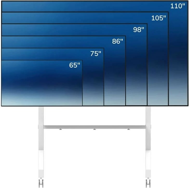 Stendë/karrocë mobile TV/monitor Neomounts MOVE Go XL FL50-575WH1, për 65-110", 125 kg, rregullim lartësie, rafte pajisjesh, e bardhë