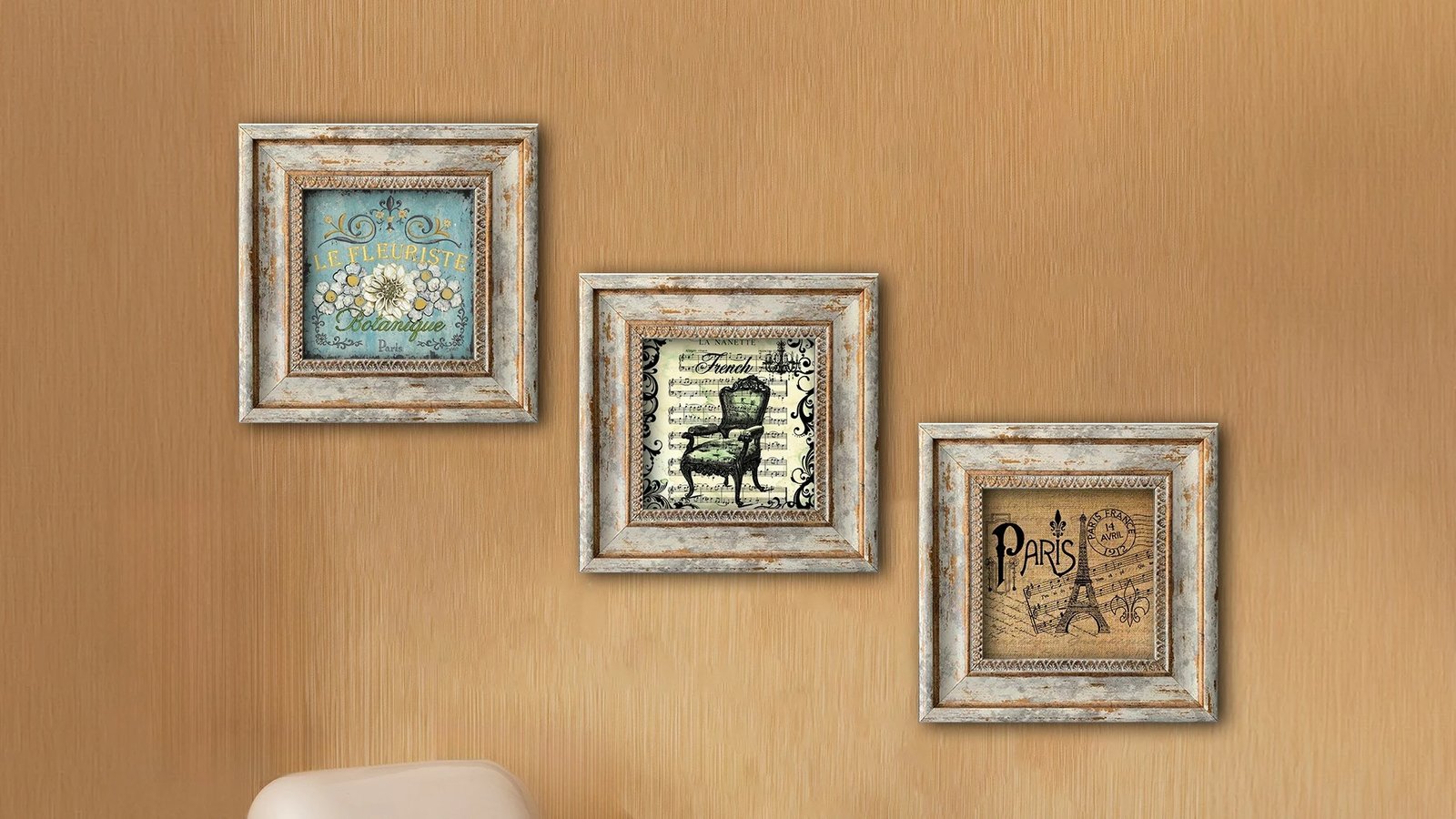 Set pikturash dekorative me kornizë MDF, shumëngjyrëshe, Wallity, Huhu325, 30x30cm (3 copë)