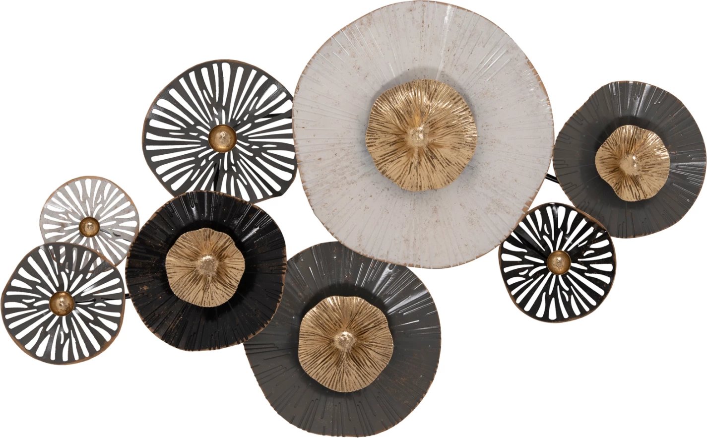 Dekor metalik për mur, gri, ecru, ari, 88x7x51cm