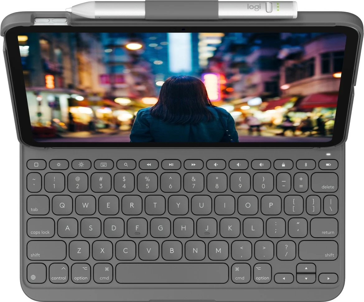 Tastierë me mbështjellës Logitech Slim Folio për iPad 10th Gen, Bluetooth, Oxford Grey