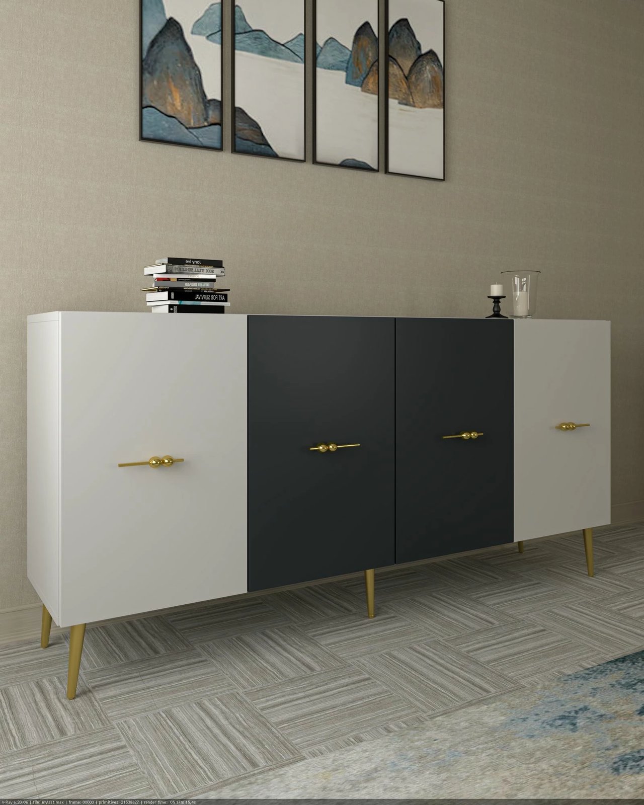 Konsol Skye Decor, Loop KB150, e bardhë, antracit