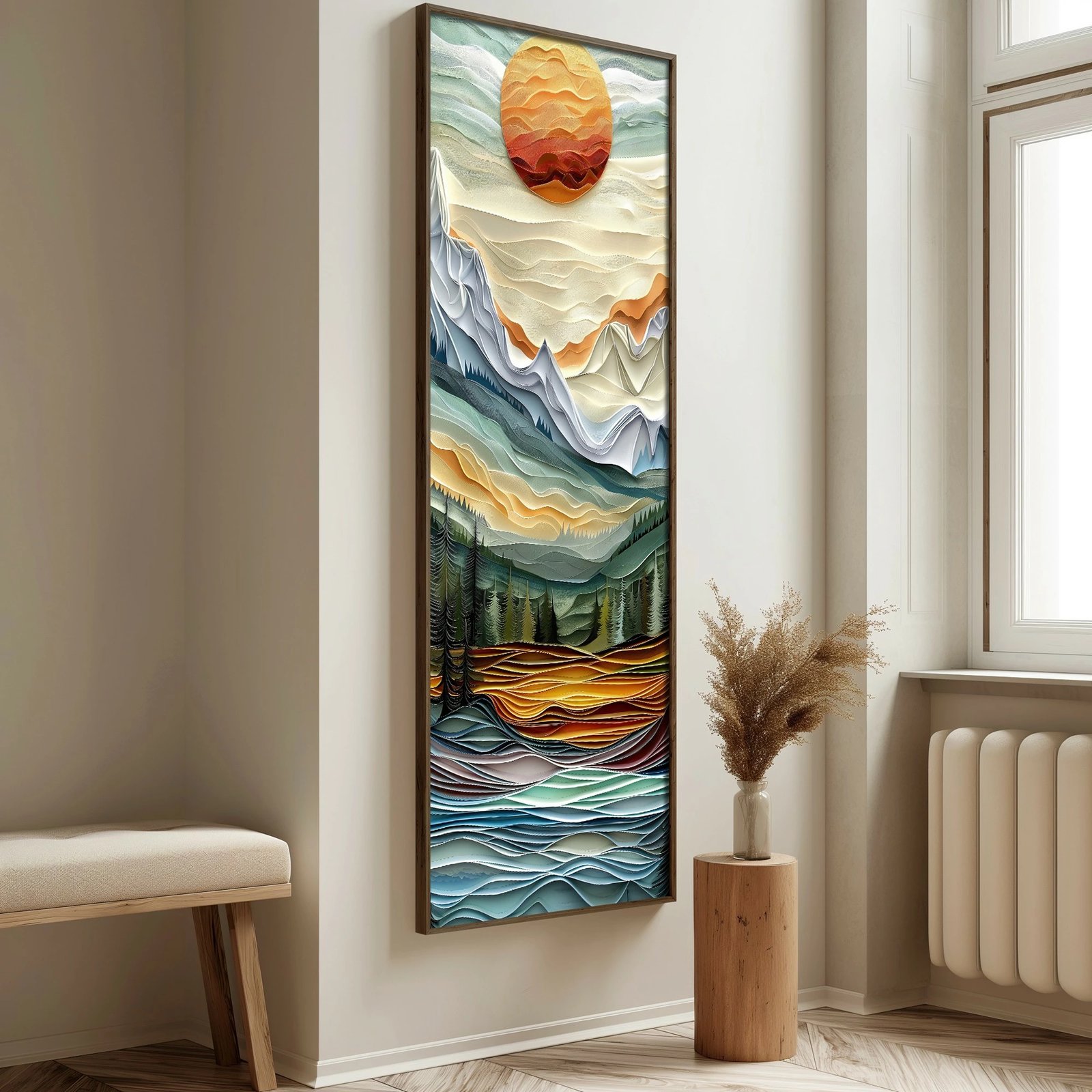 Pikturë dekorative me kornizë MDF, shumëngjyrëshe, Wallity, LONG001-S/120-40, 40x120cm