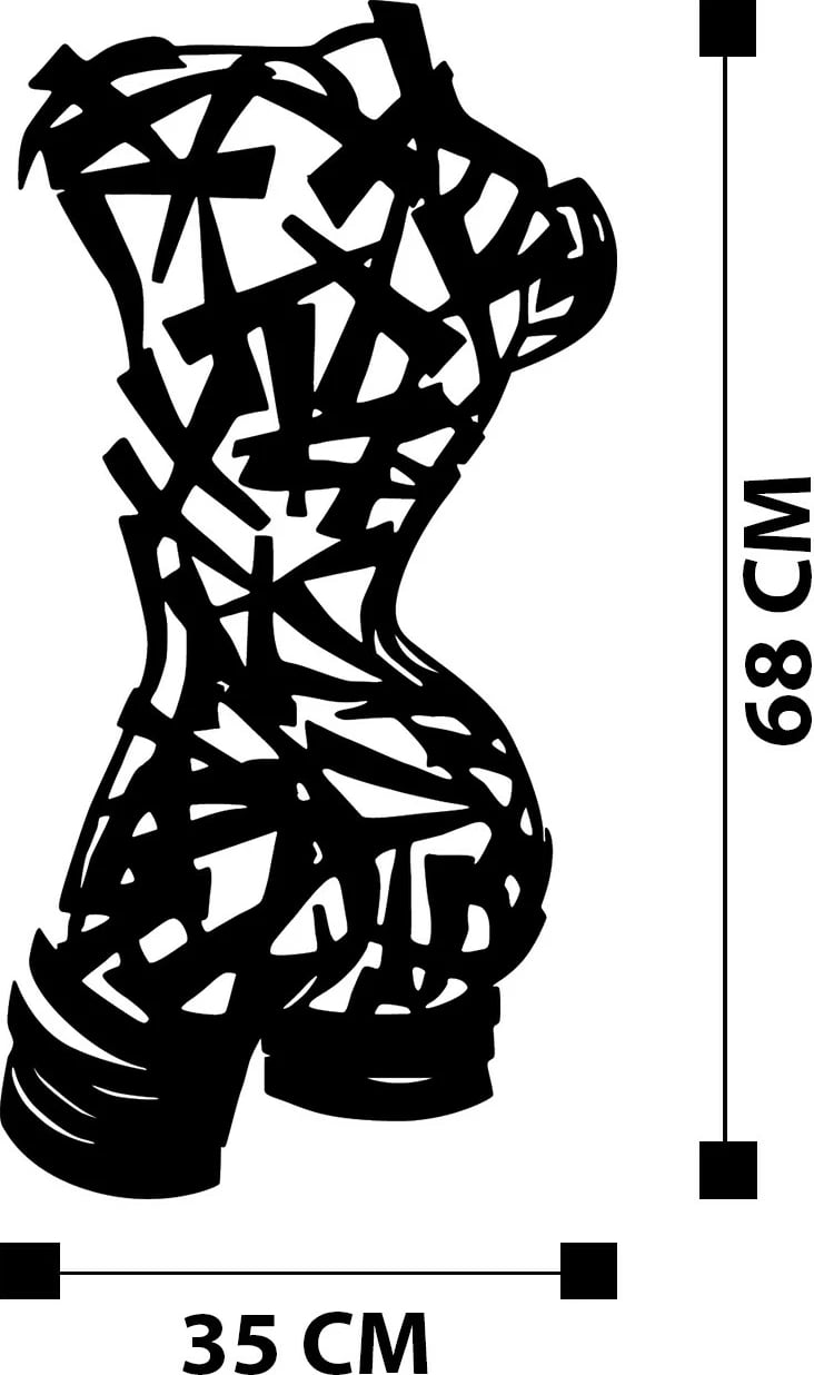 Aksesor dekorativ metalik për mur Wallity, Hemdem, ngjyrë e zezë, 35x68cm