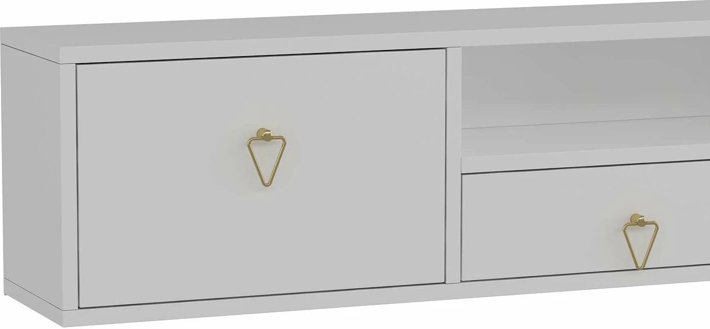 Komodë TV Skye Decor, 1303-DROP-1, e bardhë, e artë