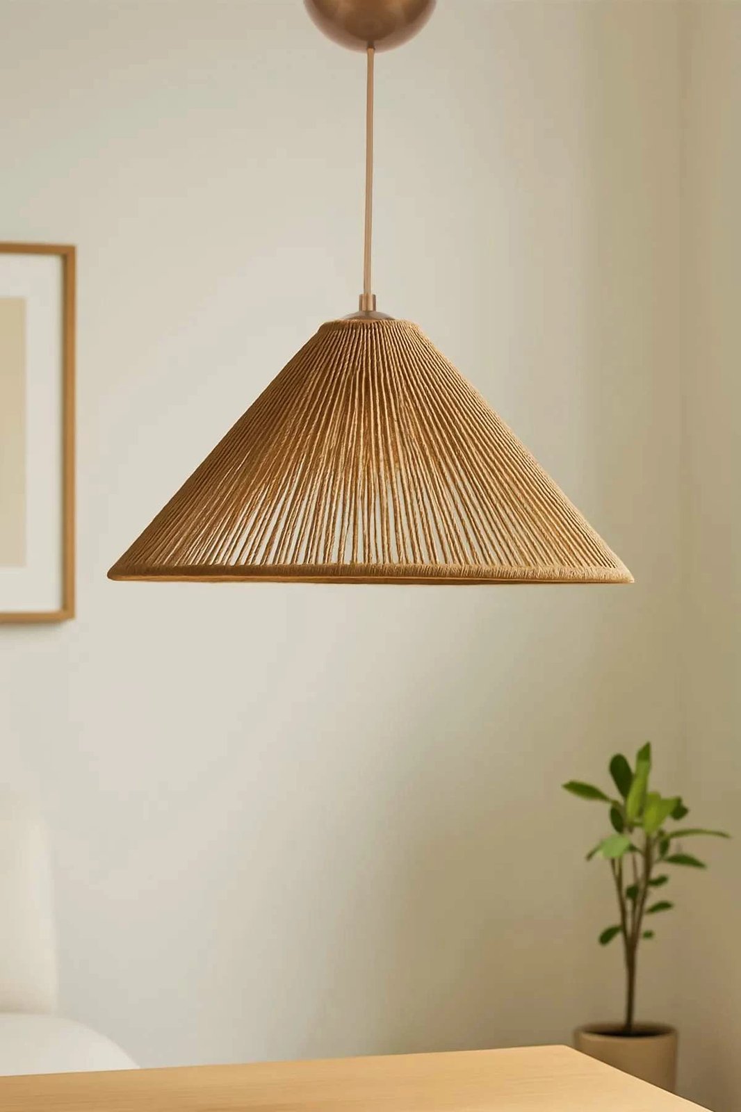 Llambë tavani Opviq, Hanai, trup plastik, kapak makrame, ngjyrë bezhë