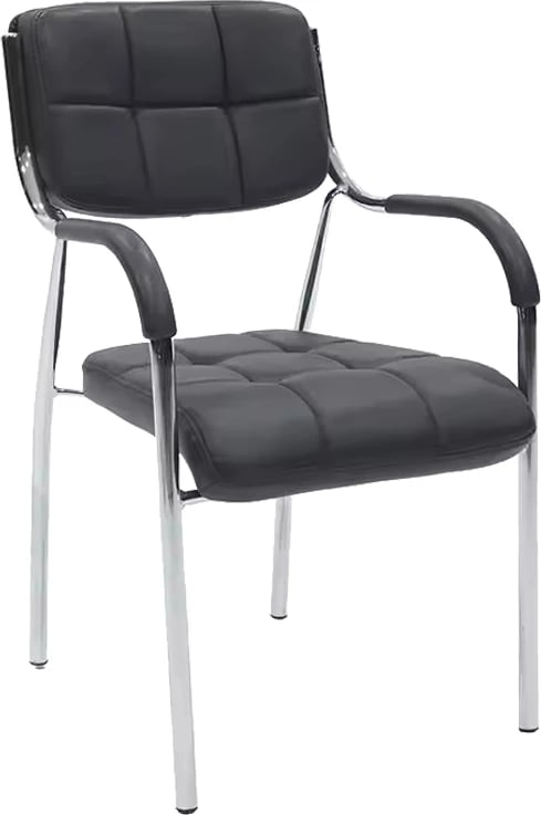 Karrige pritjeje e grumbullueshme Otlen, lëkurë sintetike e zezë, këmbë kromi, 47x45x87cm