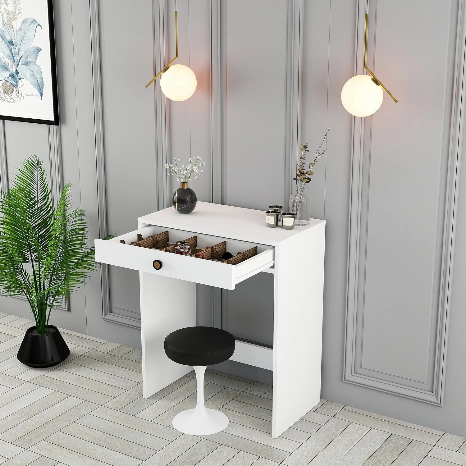 Tavolinë grimi Hanah Home, Lizbon, e bardhë