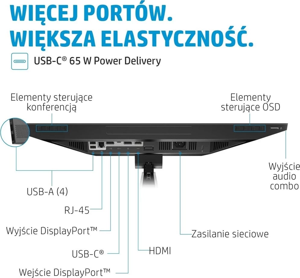 Monitor HP E24m G4 FHD USB-C për konferenca, 23.8", Argjendtë
