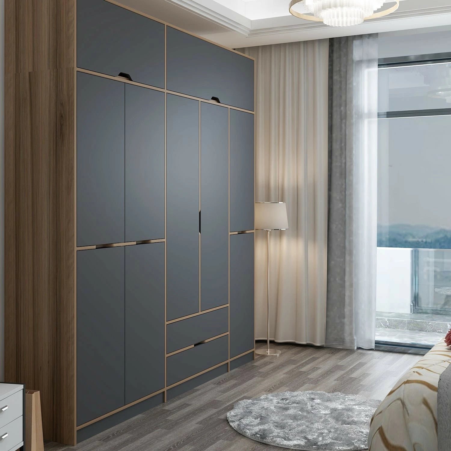 Dollap rrobash Skye Decor, Elina, anthracite-dore, 232x253x52cm