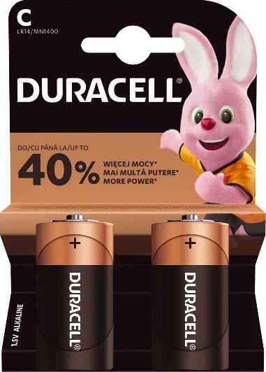 Bateri Alkaline Duracell LR14 C, 2 copë, një përdorimëshe