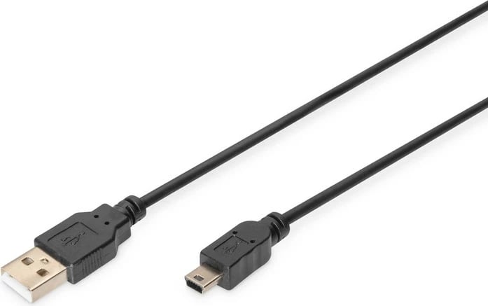 Kabllo USB 2.0 Digitus AK-300130-010-S, USB A në mini USB B, 1m, e zezë