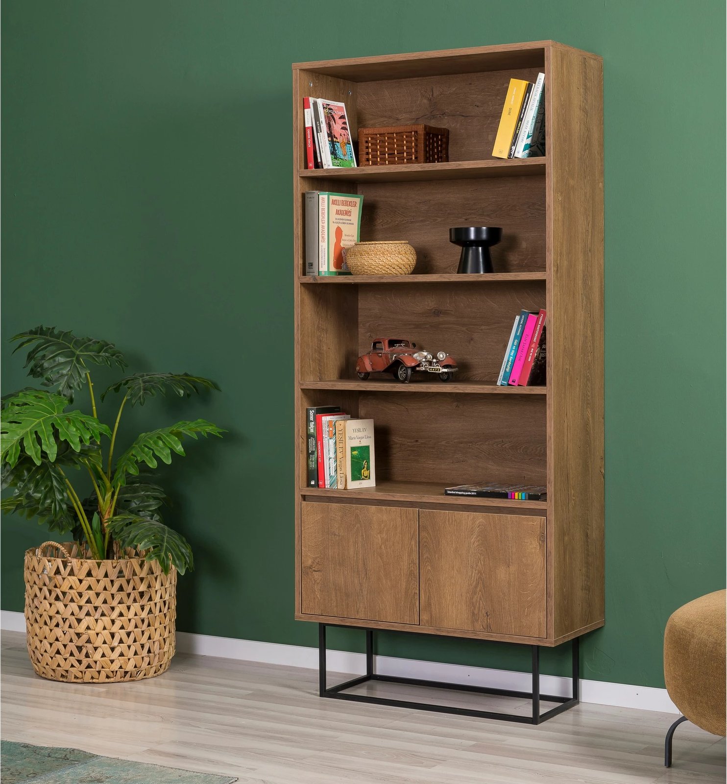 Set mobiljesh për dhomë dite, Skye Decor, Laxus Takım 25, ngjyrë arre dhe e zezë