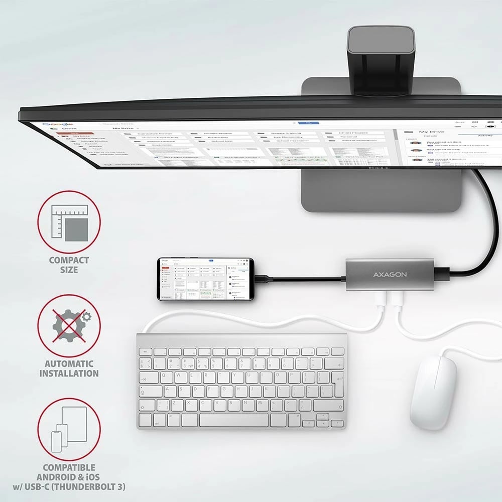 Hub USB-C AXAGON HMC-5G2, 5 porte, 10Gbps, HDMI 4K/60Hz, PD 100W, 13cm, zi/gri