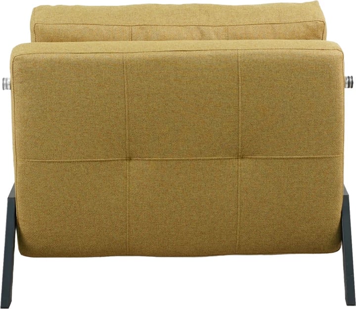 Poltronë-krevat Fancy, material tekstili, ngjyrë e verdhë, këmbë të zeza, 95x98x70cm