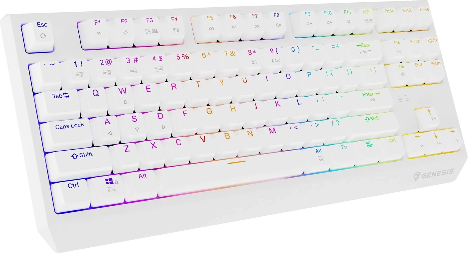 Tastierë mekanike GENESIS Thor 230 TKL, QWERTY US, RGB, Wireless + Bluetooth, Bardhë