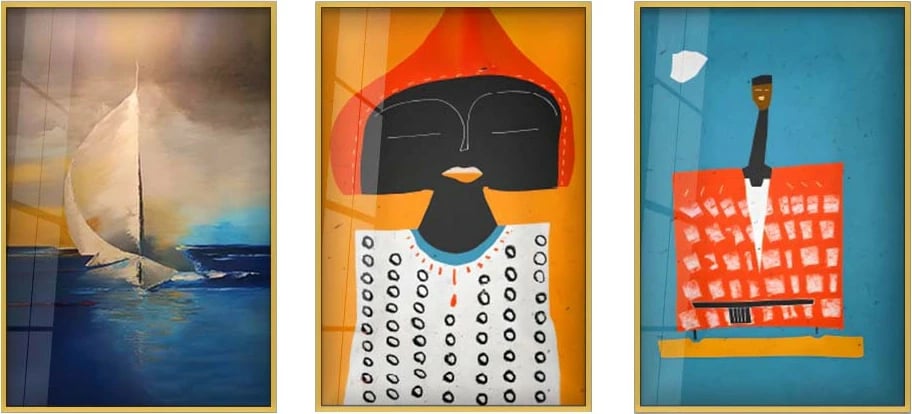 Pikturë dekorative prej xhami të temperuar, Wallity, Huhu385, 60x90cm (3 copë)