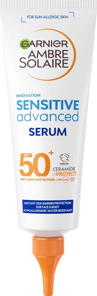Serumi për trup kundër diellit Garnier Ambre Solaire Sensitive Advanced SPF50+ për femra, 125ml