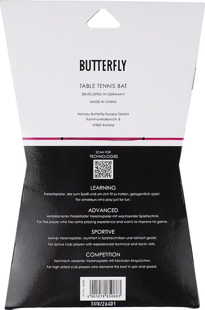 Reket ping pongu Butterfly për meshkuj Reket ping pongu Butterfly për meshkuj