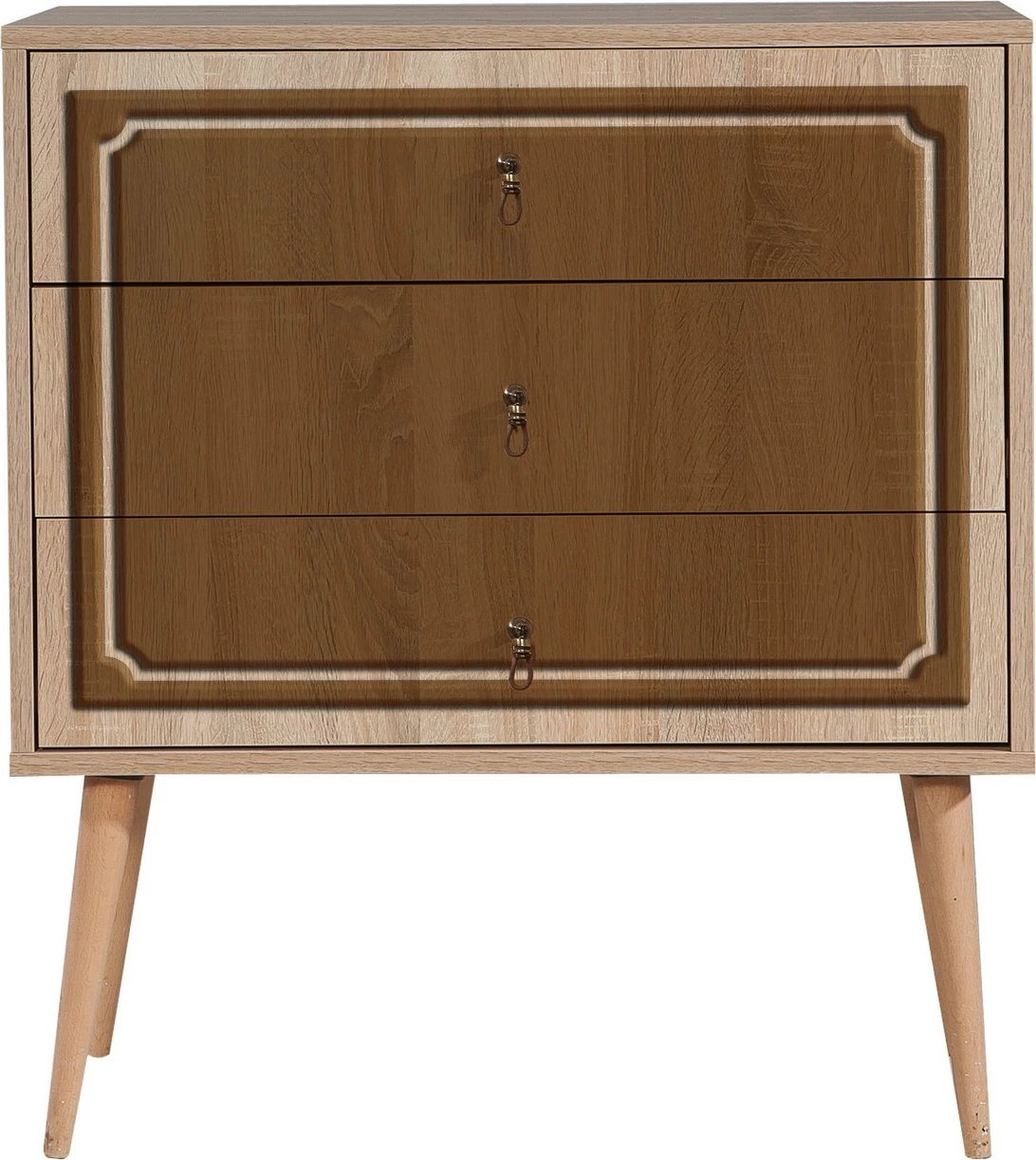 Komodë Skye Decor, Trio - 622, ngjyrë lisi Sonoma