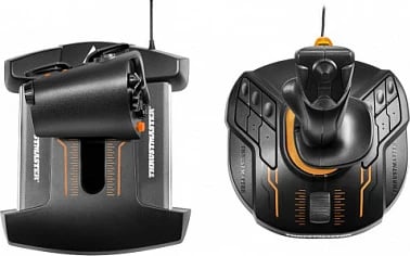 Joystick Thrustmaster T.16000M FCS HOTAS, me kabllo, USB, zi/portokalli