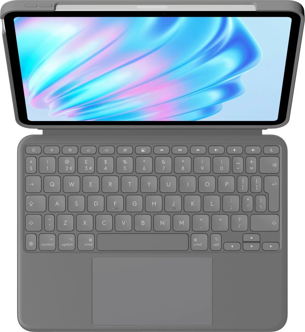 Mbështjellës tastierë Logitech Combo Touch, QWERTY, UK English, Trackpad, iPad Air 11-inch, Gri
