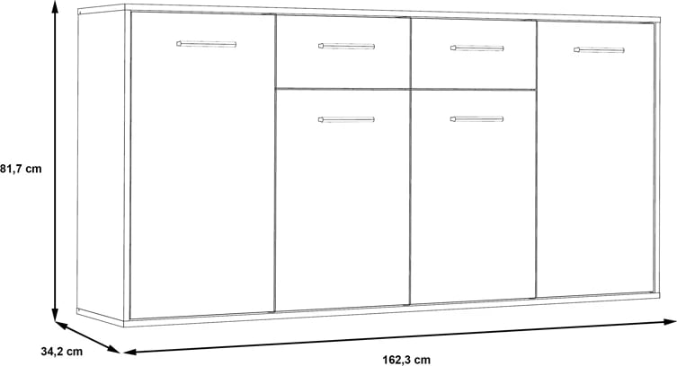 Bufe melamine, ngjyrë e bardhë, 162.3x34.2x81.7cm