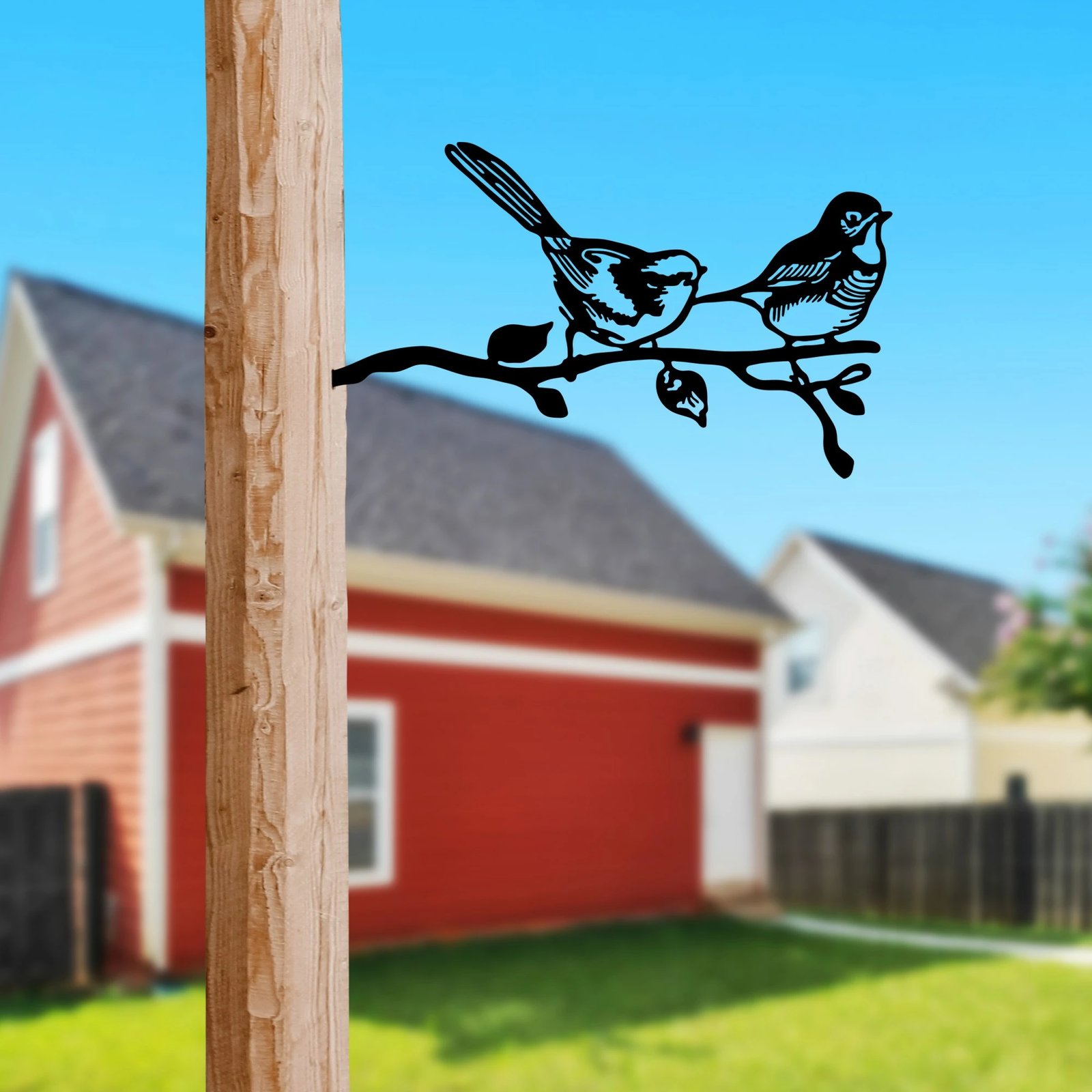 Dekor për kopsht, zog në degë, ngjyrë e zezë, Aberto Design, 50x26cm