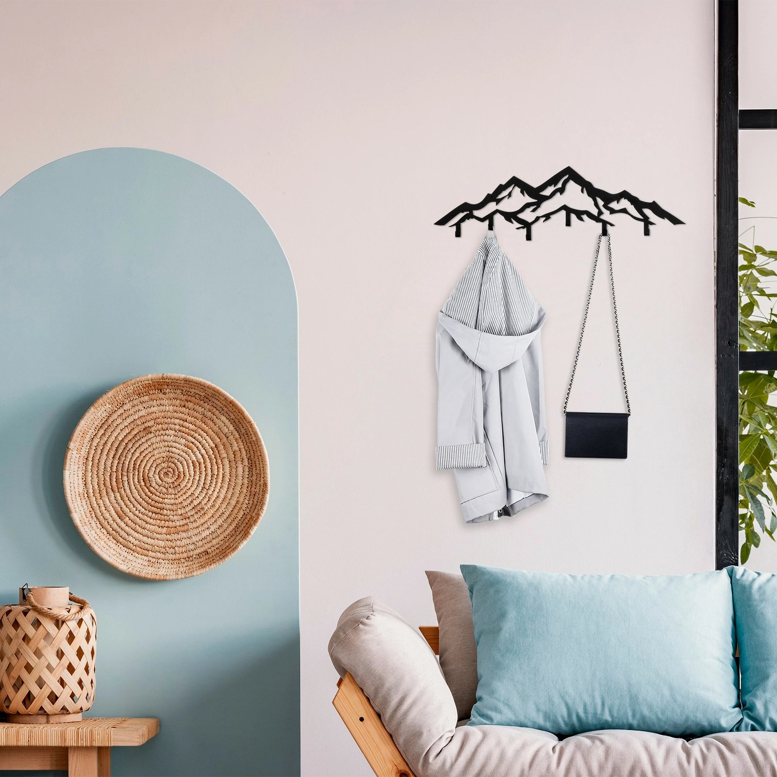 Varëse muri metalike Wallity, Dağ, ngjyrë e zezë, 80x4x25cm